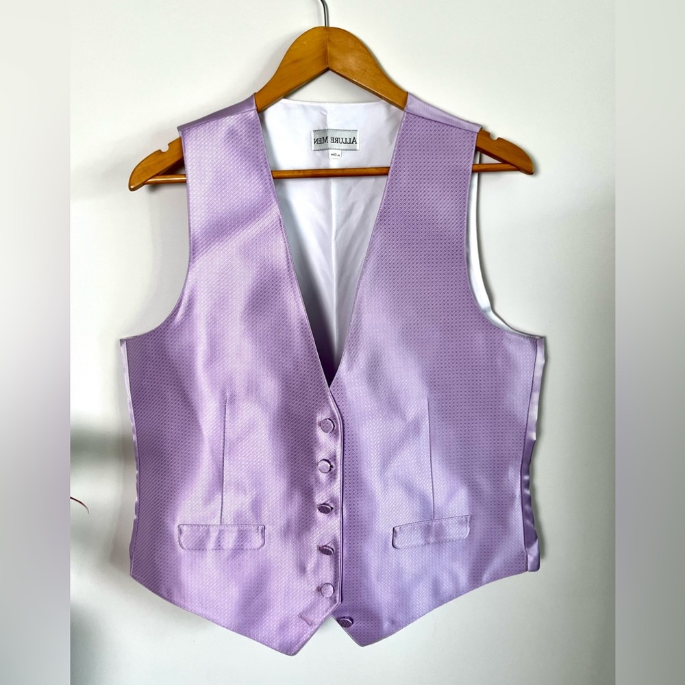High quality Tuxedo vest purple color with 2 sets of tie and hankies set.